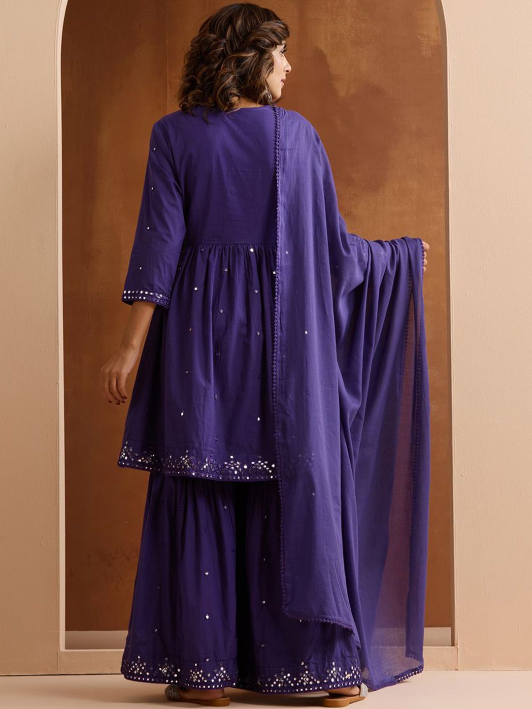 Dhiyona IS Women's Women Ethnic Motifs Embroidered Cotton Kurta with Trousers & Dupatta