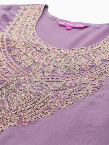 Dhiyona VA Women'sPaisley Embroidered Regular Kurta with Trousers & With Dupatta