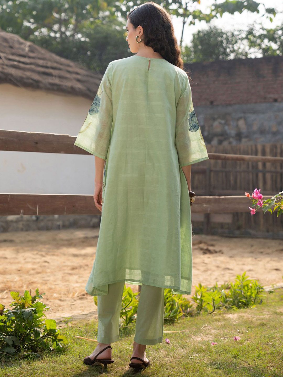 Dhiyona IE Floral Printed Pure Cotton Tunic With Trousers Co-Ords