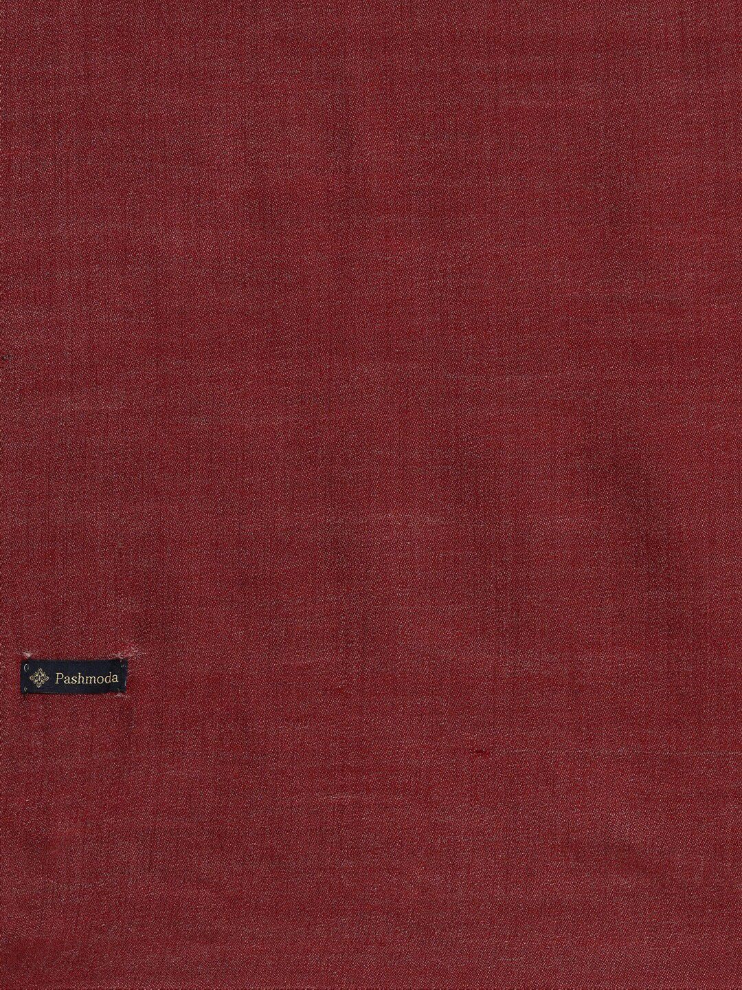 Dhiyona PA Women Maroon Solid Pashmina Wool Shawl