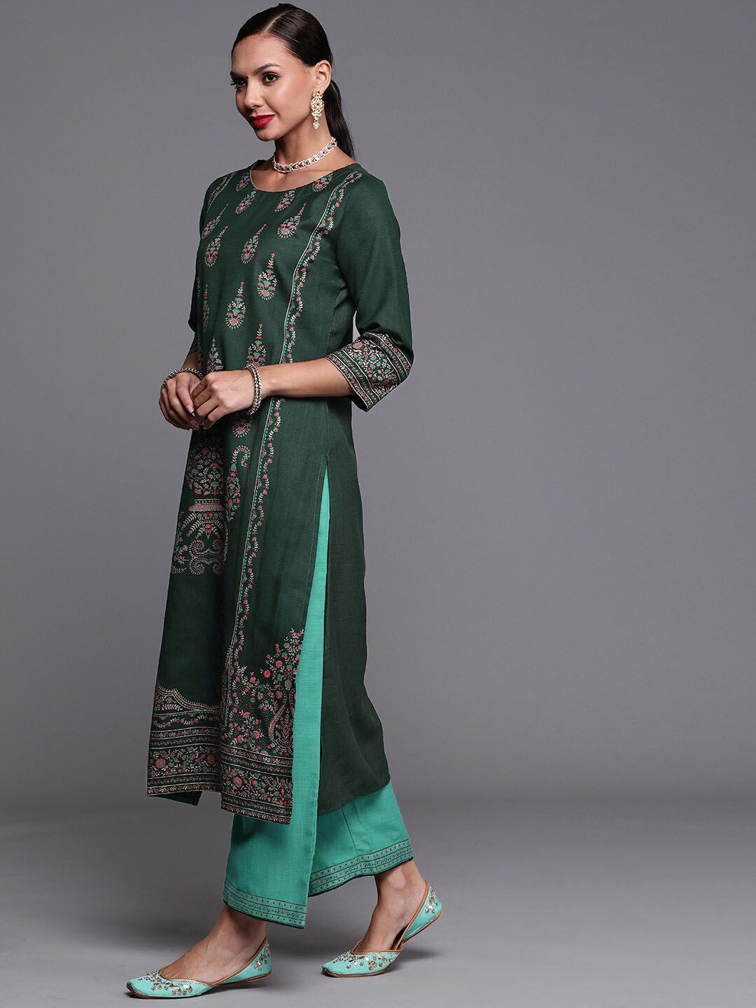 Dhiyona IE Ethnic Motifs Printed Kurta with Palazzos