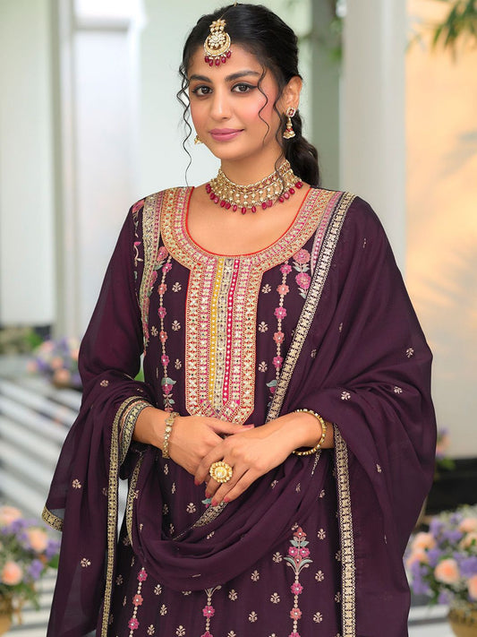 Dhiyona IE Women Ethnic Motifs Embroidered Regular Mirror Work Kurta with Palazzos & With Dupatta