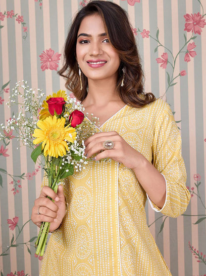 Dhiyona OD  Bandhani Printed Angrakha Pure Cotton Kurta with Trousers