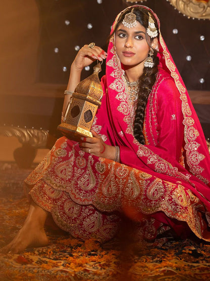 Women Ethnic Motifs Embroidered Regular Sequinned Kurta with Palazzos & With Dupatta