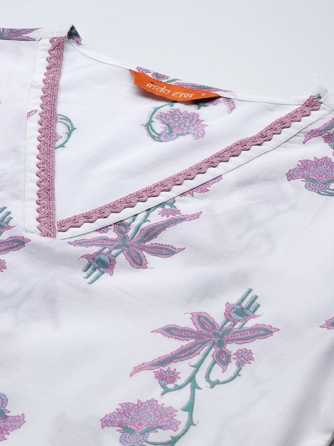 Dhiyona IE Floral Printed Pure Cotton Kurta with Trousers