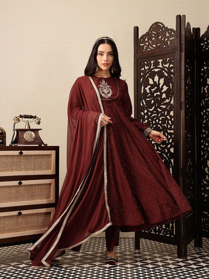 Dhiyona PD Women Embroidered Anarkali Jashn Kurta with Palazzos & Dupatta