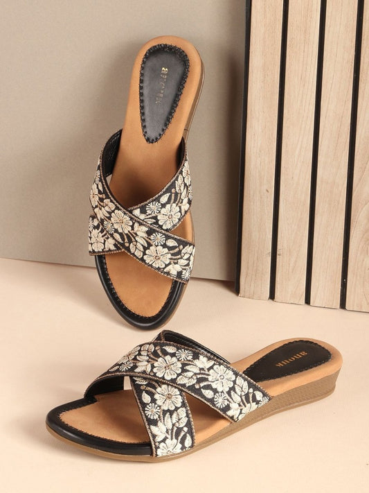 Dhiyona AK Women Embroidered Open Toe Flats