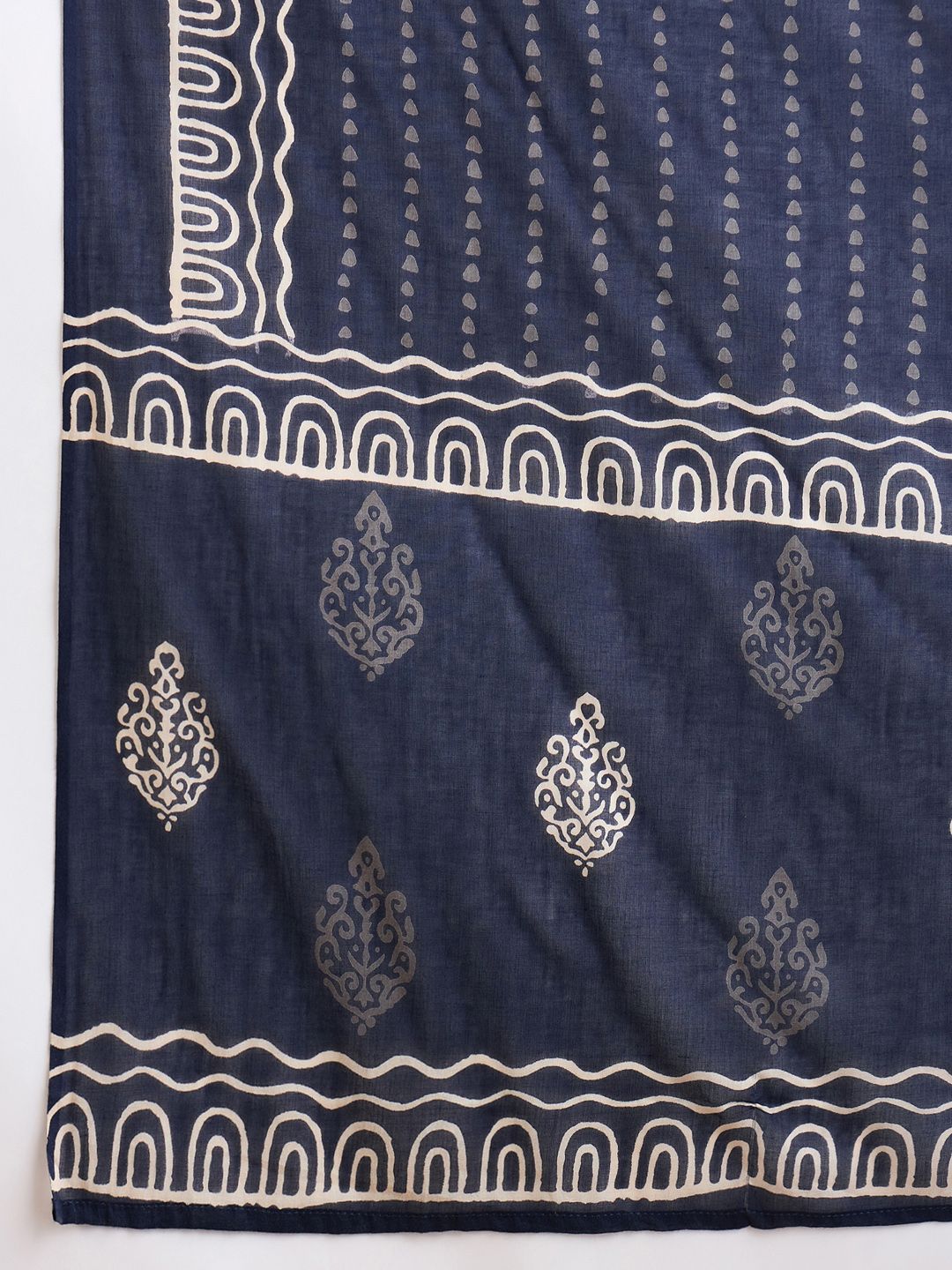 Dhiyona IE Floral Printed Pure Cotton Straight Kurta With Trousers & Dupatta