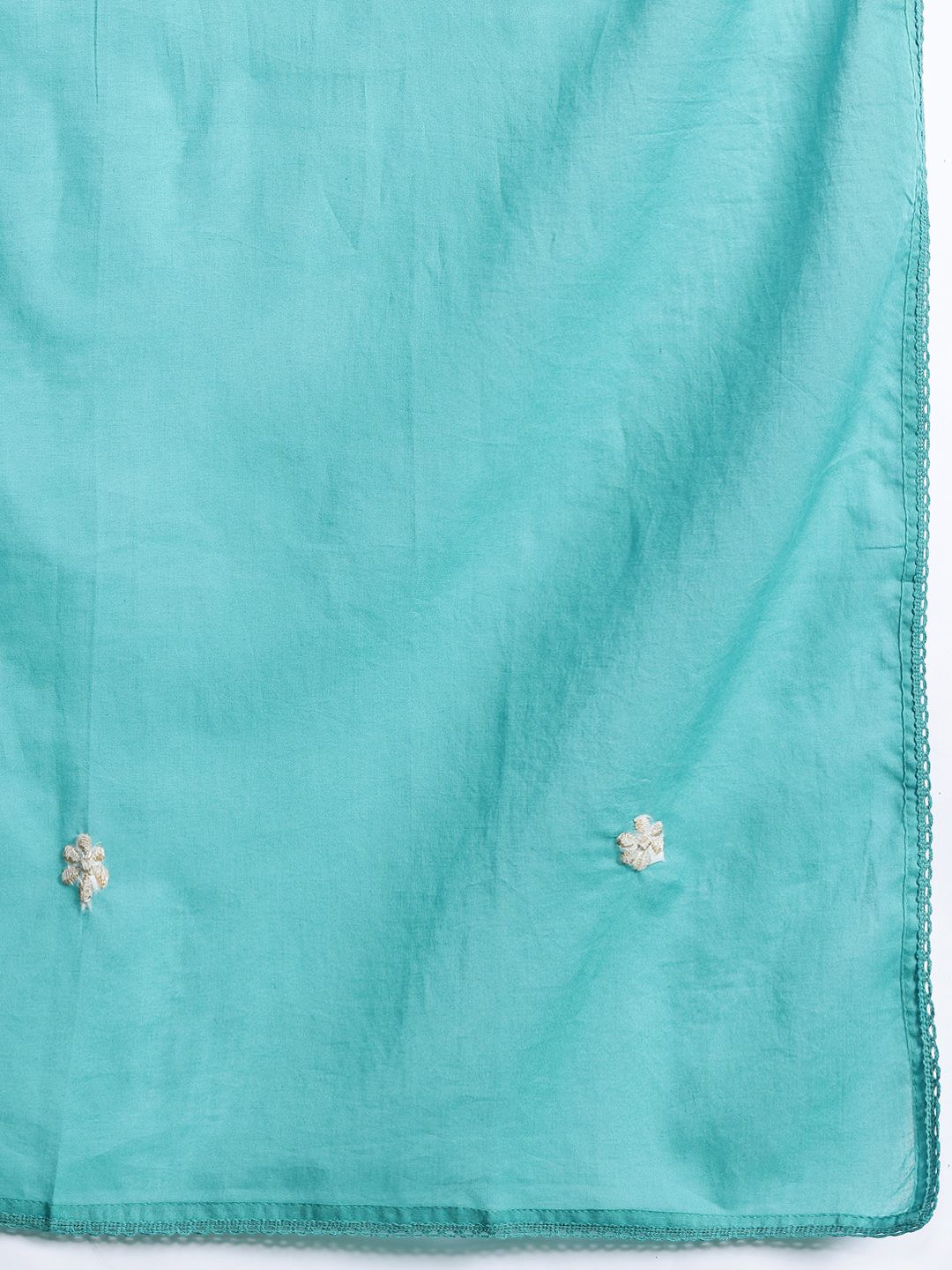 Dhiyona IE Floral Embroidered Pure Cotton Kurta with Trousers & Dupatta