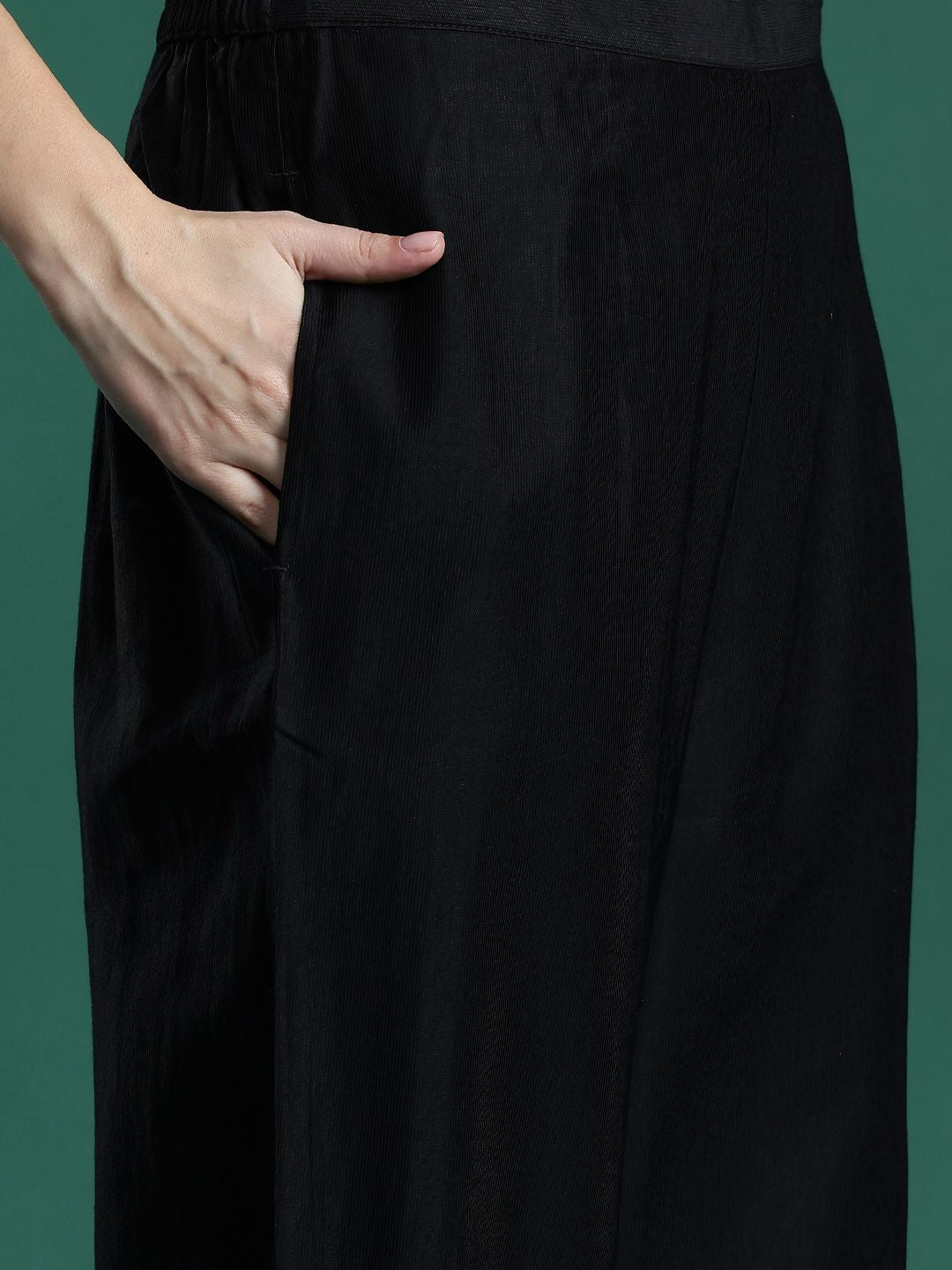 Dhiyona IE Ethnic Motifs Zari Embroidered Liva Kurta With Trousers & Dupatta