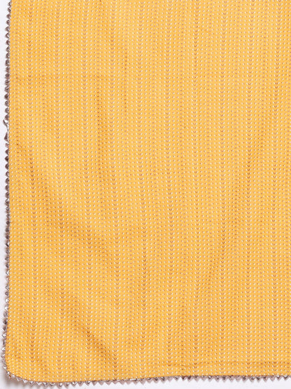 Women Mustard Yellow Yoke Design Kurta with Palazzos & Dupatta