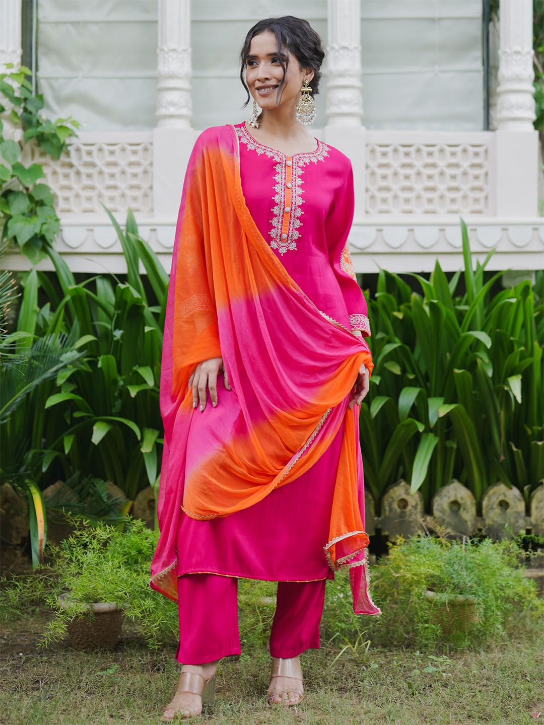 Women Ethnic Motifs Embroidered Regular Kurta with Trousers & With Dupatta