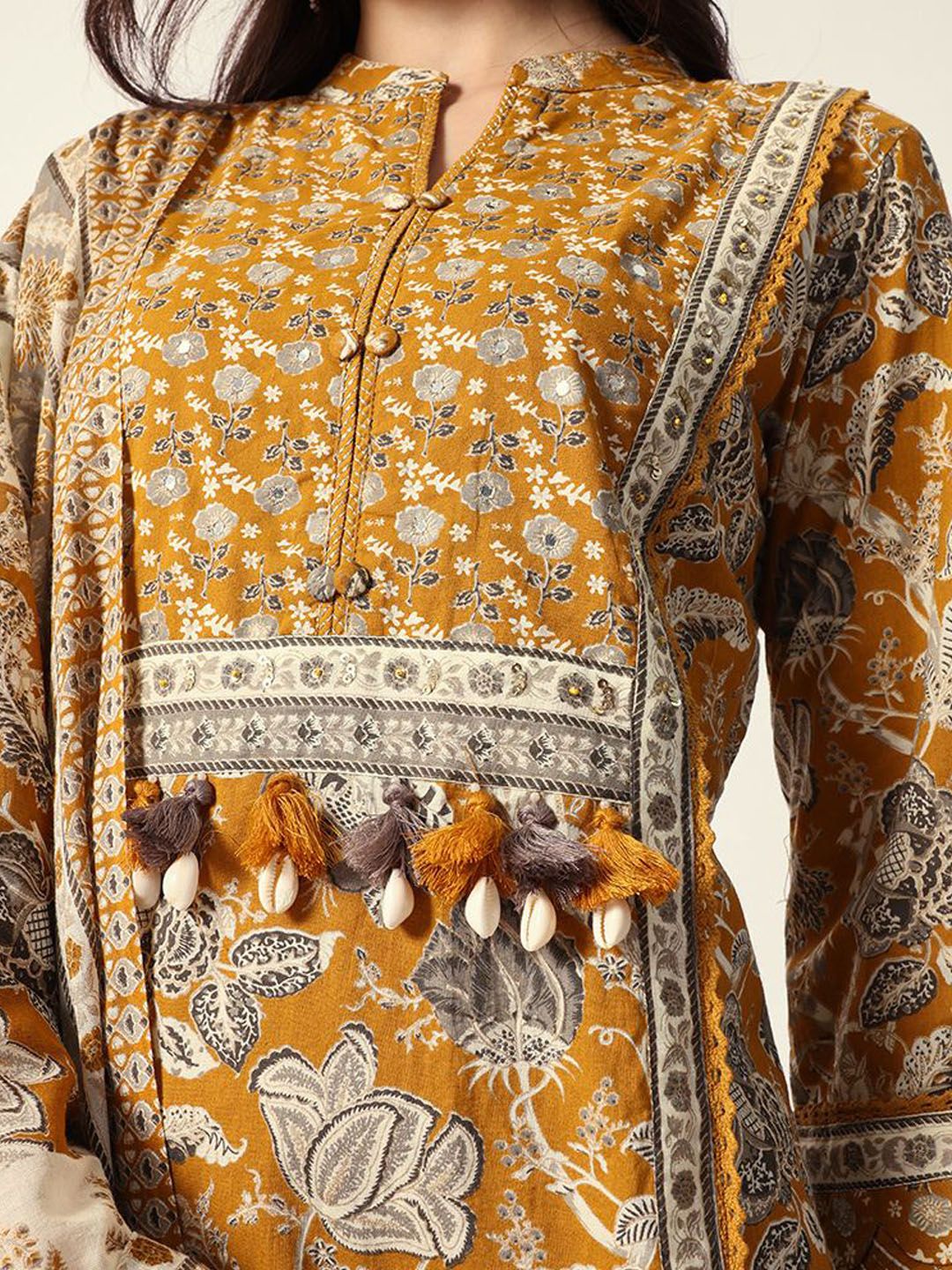 Dhiyona IS Women's Women Floral Printed Regular Pure Cotton Kurta with Trousers & With Dupatta