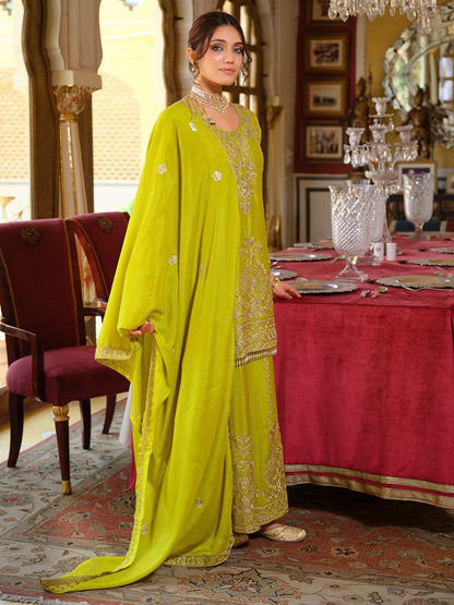 Women Ethnic Motifs Embroidered Regular Mirror Work Kurta with Palazzos & Dupatta