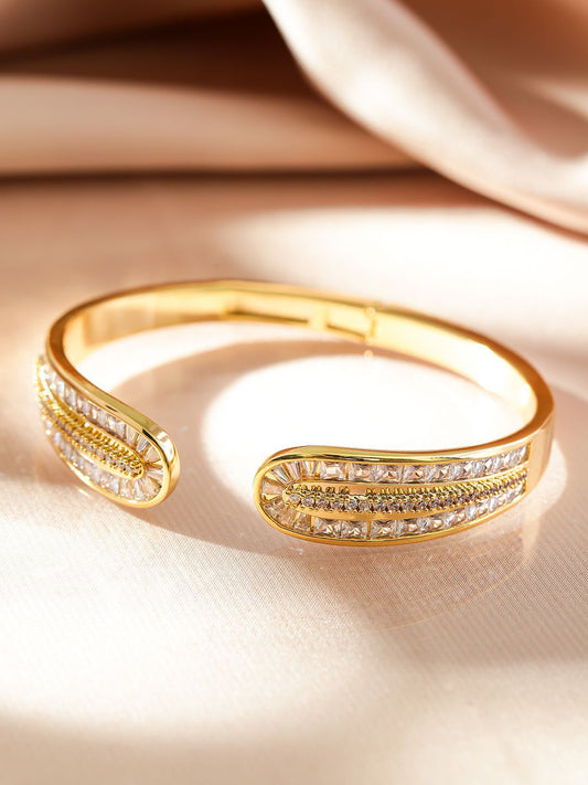 Dhiyona RJ Women's 22K Gold-Plated Openable Bracelet with Cubic Zirconia Detailing