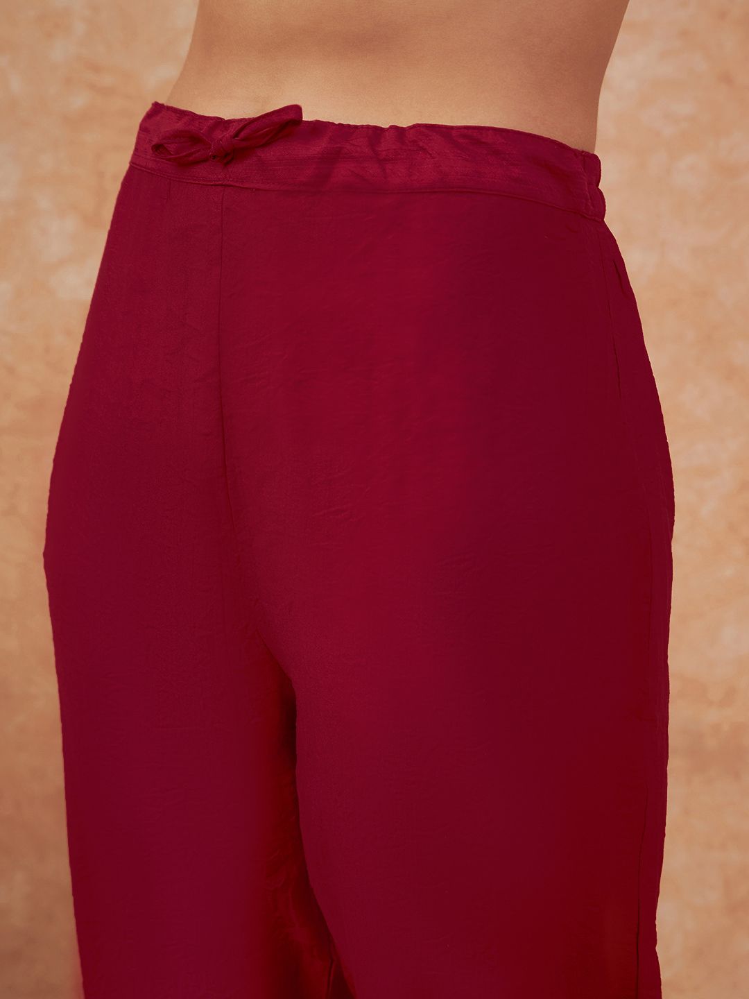 Dhiyona SN Women's Maroon Floral Embroidered Straight Kurta With Trousers & Dupatta