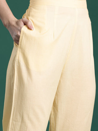 Ethnic Motifs Embroidered Thread Work Pure Cotton Kurta with Trousers