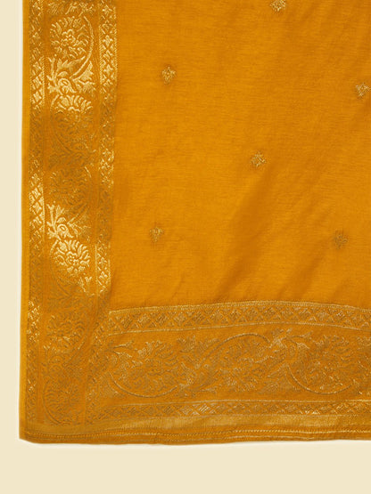 Dhiyona SO Women's Ethnic Motifs Regular Thread Work Kurta With Trousers & Dupatta