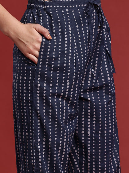 Floral Printed Sequinned Pure Cotton Kurta With Trousers & Dupatta