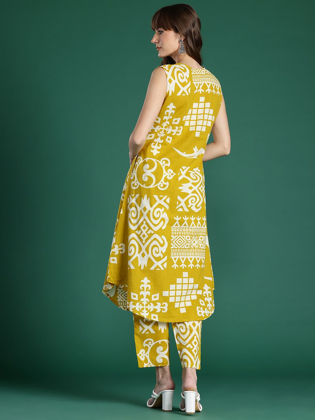 Tribal Printed Pure Cotton Fusion Kurta with Trousers