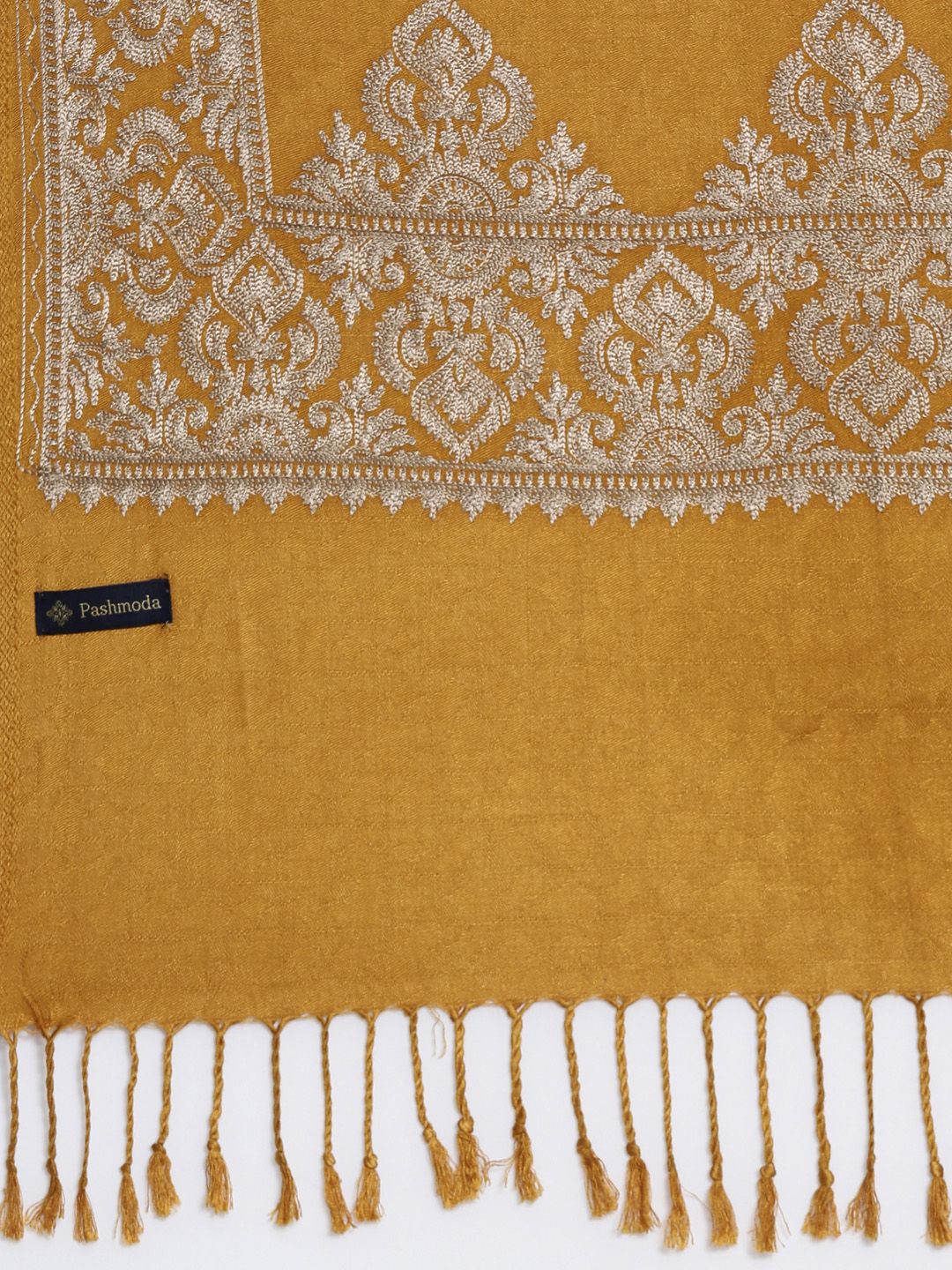 Dhiyona PA Women Mustard-Yellow Embroidered Shawl