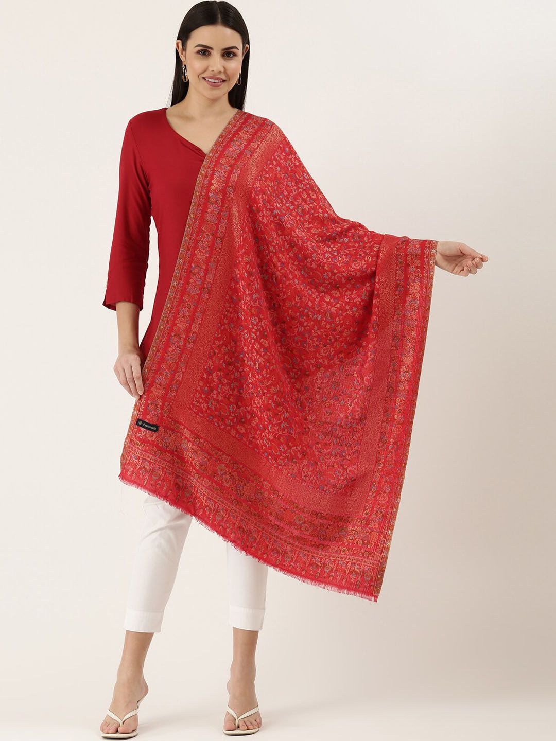 Dhiyona PA Women Red Woven Design Shawl