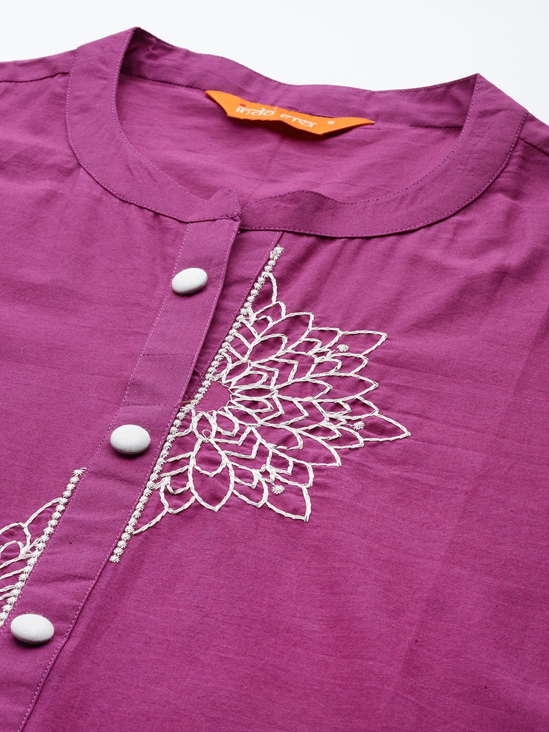 Floral Embroidered Thread Work Pure Cotton Kurta with Palazzos