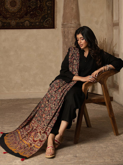 Dhiyona SN Women's Mandarin Collar Straight Kurta With Trouser & Dupatta