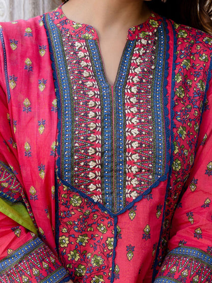 Women Ethnic Motifs Printed Regular Sequinned Pure Cotton Kurta with Trousers & With Dupatta