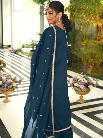 Dhiyona IE Women Ethnic Motifs Embroidered Regular Mirror Work Kurta with Palazzos & With Dupatta