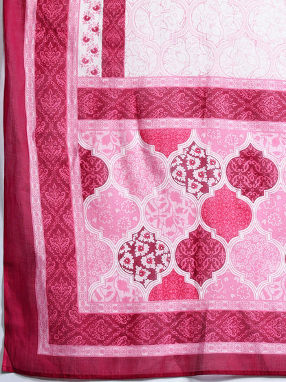 Dhiyona IE Ethnic Motifs Printed Empire Mirror Work Pure Cotton Kurta Set