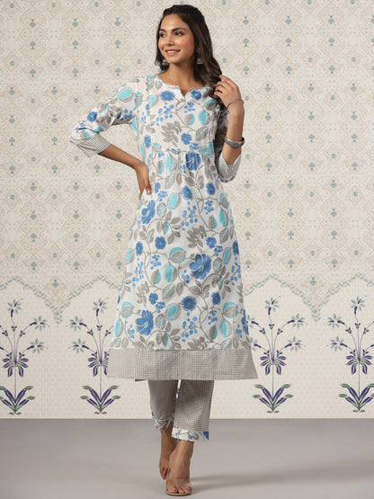 Dhiyona OD  Ethnic Motifs Printed Gotta Patti Pure Cotton Kurta with Trousers