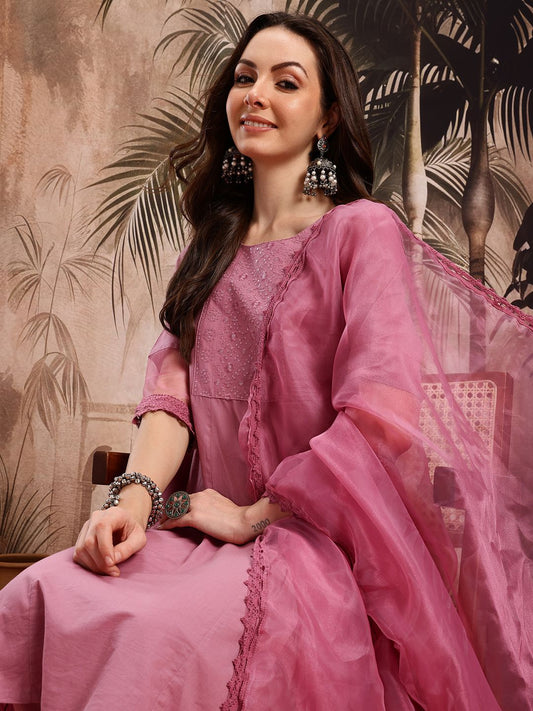 Dhiyona SN Women's Pure Cotton Kurta With Palazzos & Dupatta