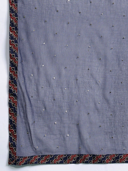 Plus Size Ethnic Motifs Printed Sequinned Pure Cotton Kurta Set