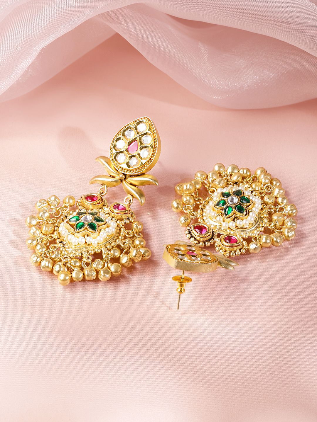 Dhiyona RJ Women's 22K Gold-Plated Kundan Studded & Beaded Contemporary Drop Earrings
