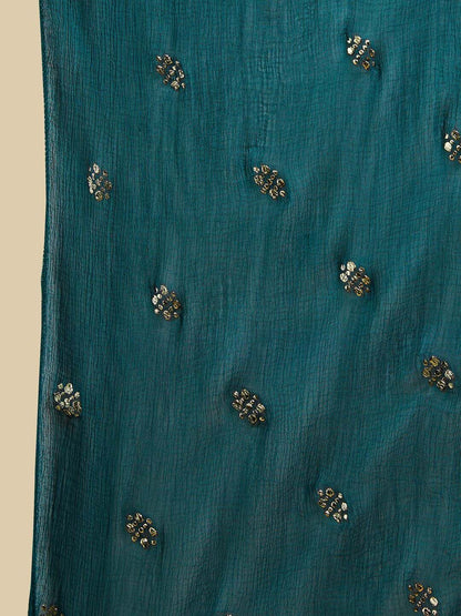 Dhiyona SO Women's Women Beads and Stones Silk Georgette Kurta with Trousers & Dupatta