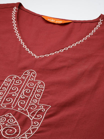 Dhiyona IE Embroidered A-Line Top With Palazzos Co-Ords