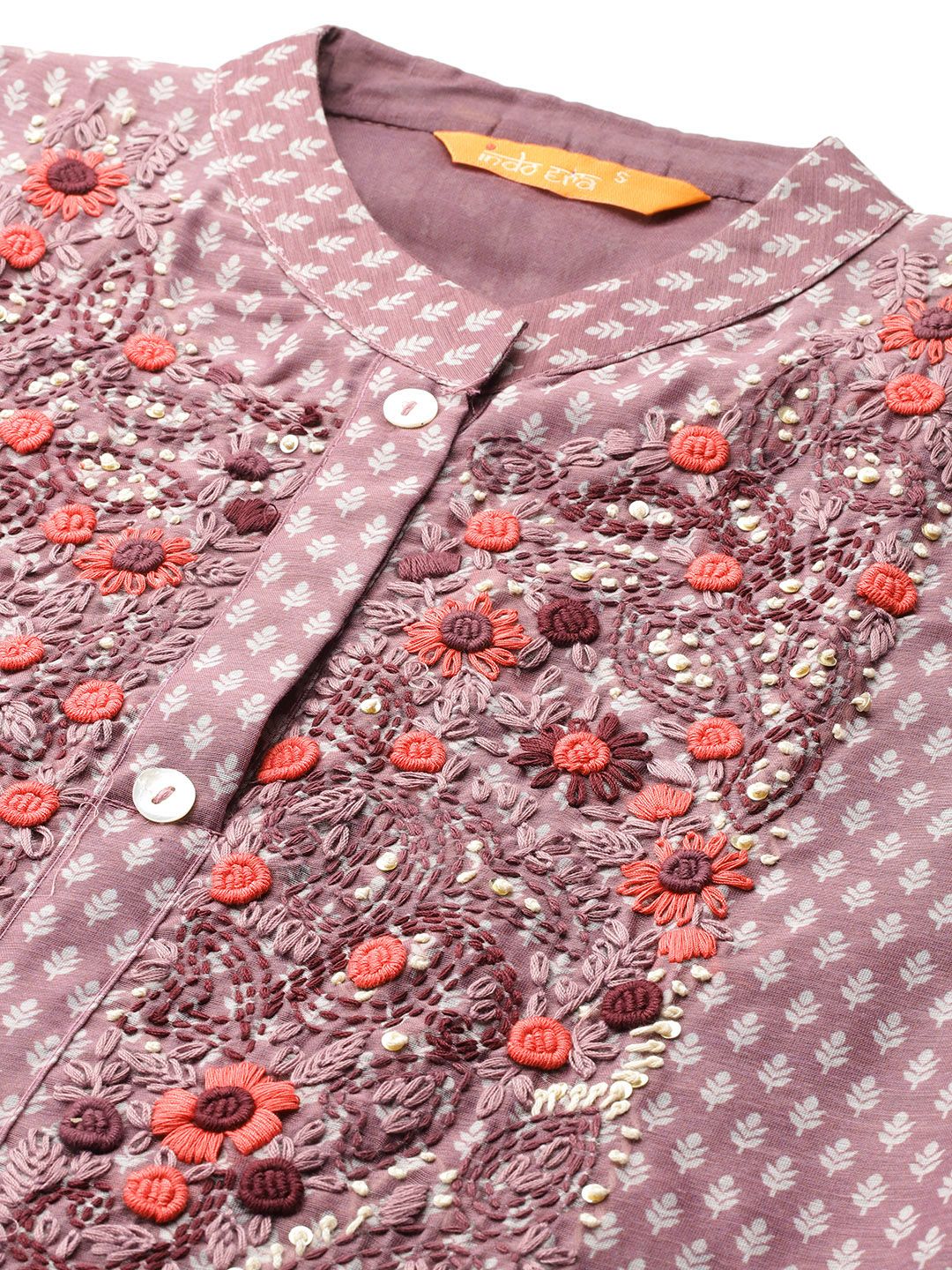 Dhiyona IE Floral Printed Thread Work Chanderi Silk Kurta with Trousers & With Dupatta