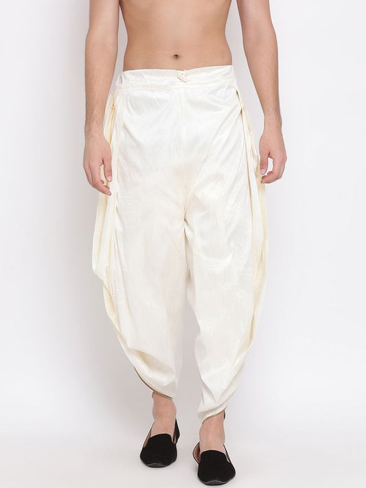 Men's Cream Silk Blend Regular Dhoti