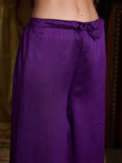 Dhiyona CH Ethnic Motifs Embroidered Thread Work Kurta With Palazzos & Dupatta