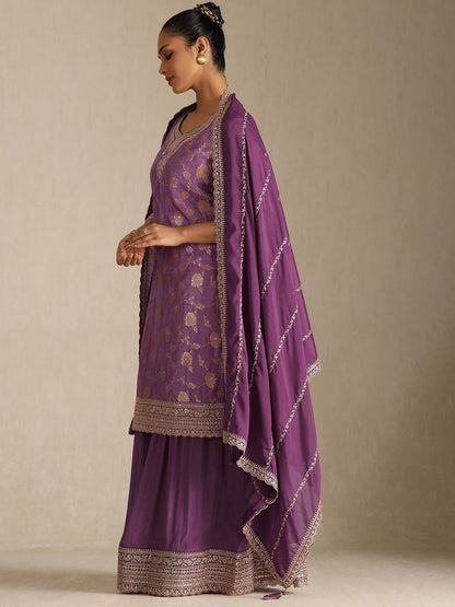 Dhiyona SO Women's Women Floral Regular Zardozi Kurta with Palazzos & Dupatta
