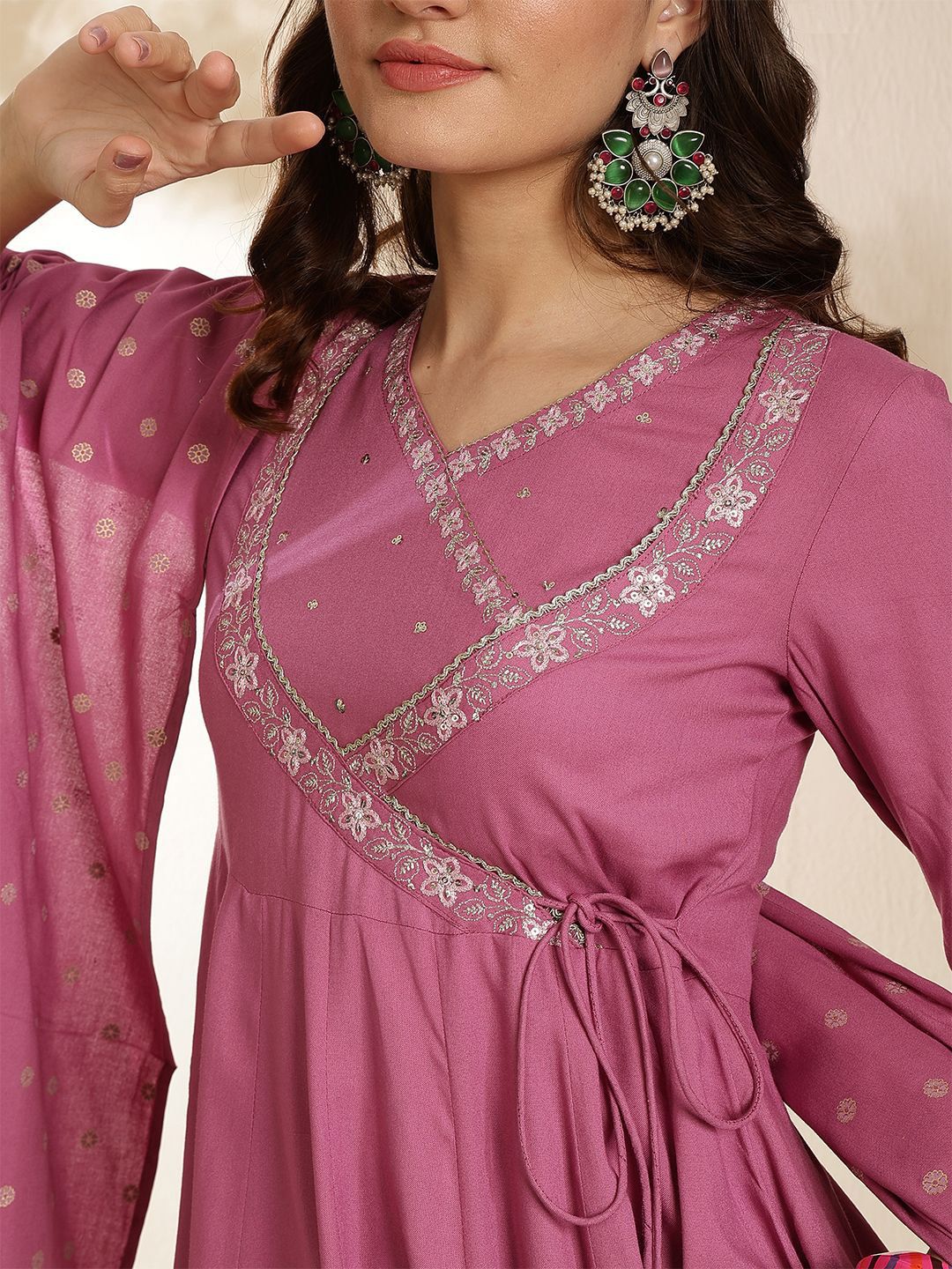 Dhiyona SN Women's Ethnic Motifs Embroidered Anarkali Kurta with Palazzo & Dupatta