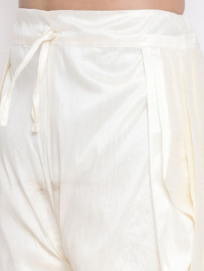 Men's Cream Silk Blend Regular Dhoti