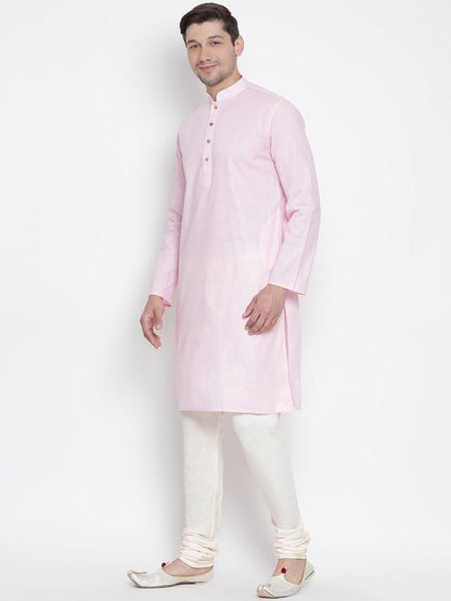 Men's Purple Cotton Linen Straight Kurta Pyjama Set