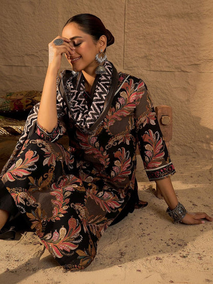 Women Ethnic Motifs Printed Regular Pure Cotton Kurta with Trousers & With Dupatta