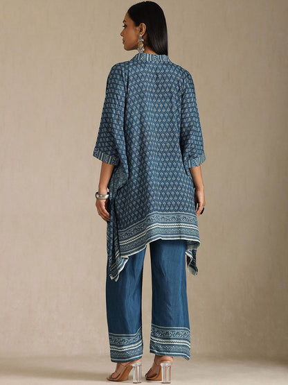 Dhiyona SO Women's Women Floral Printed Thread Work Kaftan Kurta with Trousers
