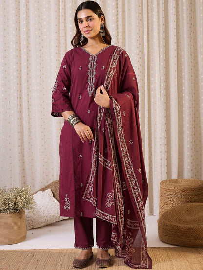 Women Ethnic Motifs Printed Pure Cotton Kurta with Trouser & Dupatta