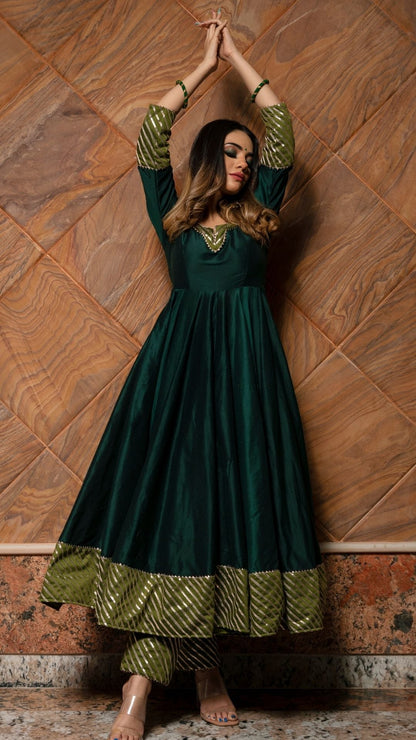 Jannat Dark Green Anarkali Set