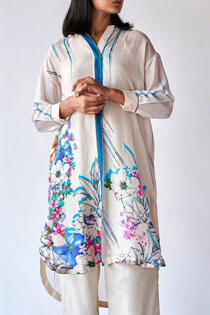Women's Tofu Cream Bemberg Silk Co-ord Set