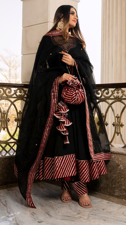 Hina Black And Maroon  Anarkali Set